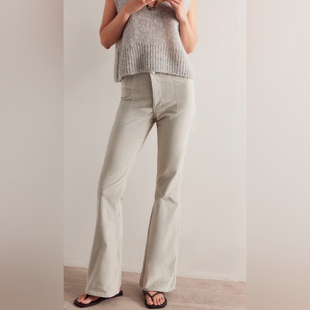 NWT We The Free Jayde High Rise Flare Cord Pants Light Taupe Women’s Size 32